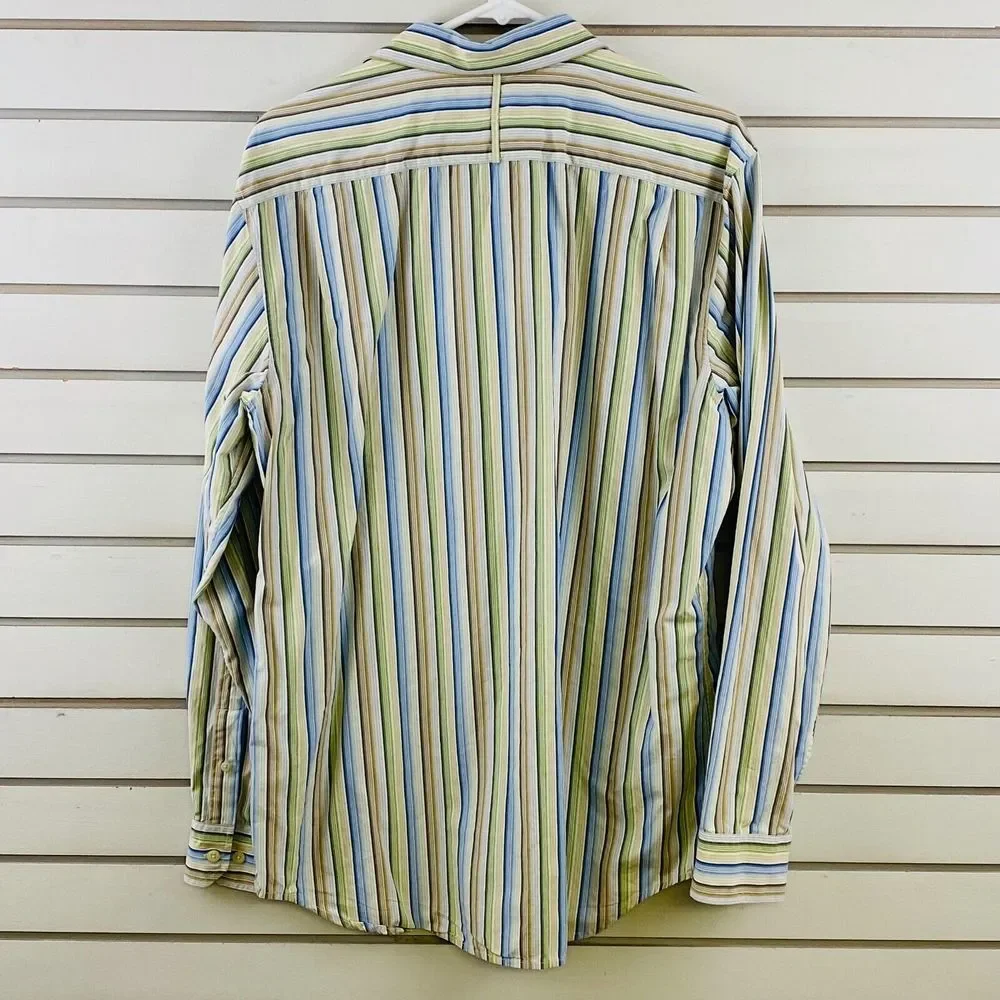 Mens L Banana Republic Classic Fit Shirt Multicolor Stripe‎ Long Sleeve
